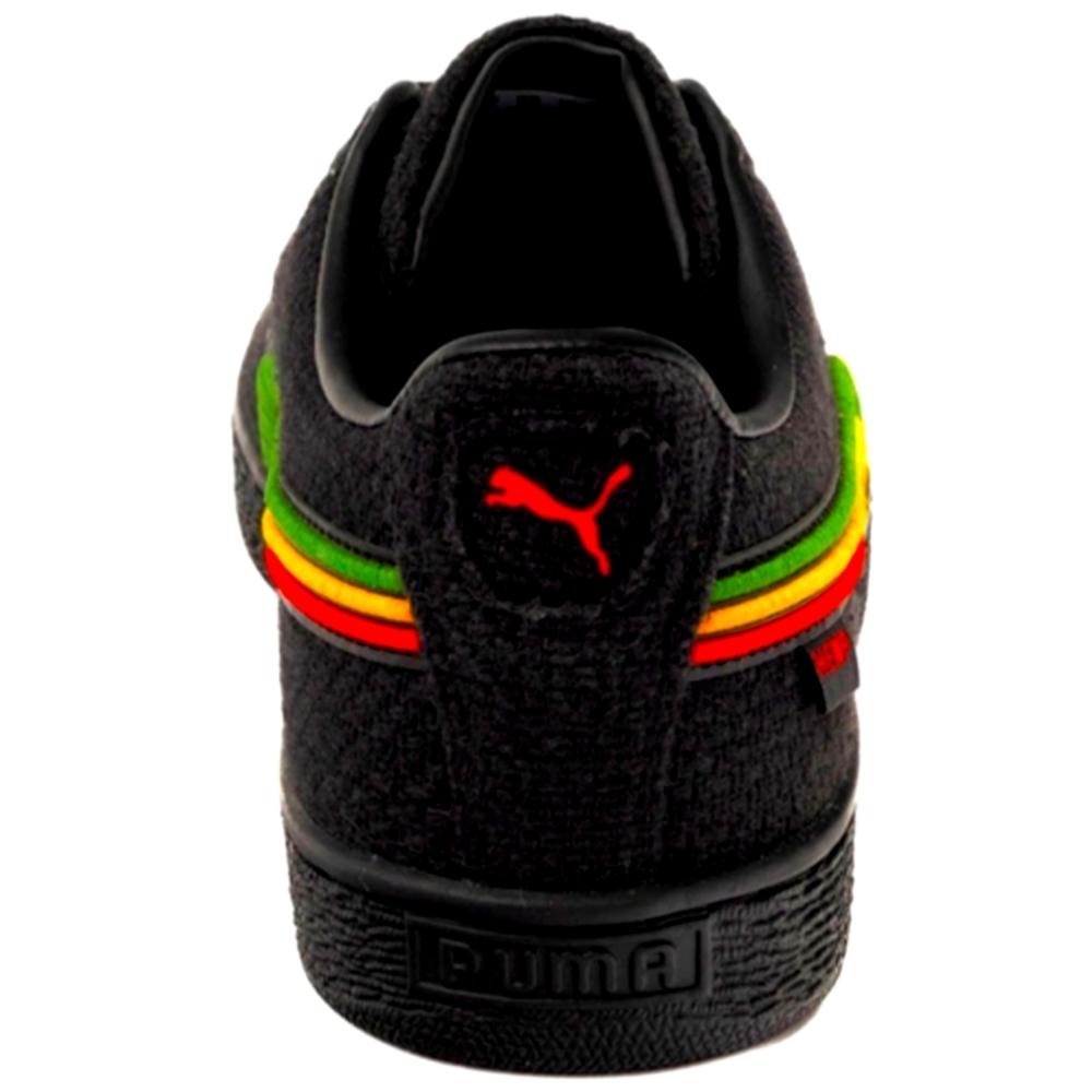 Puma Black and Red Sneakers, Suede Hemp Embroidery